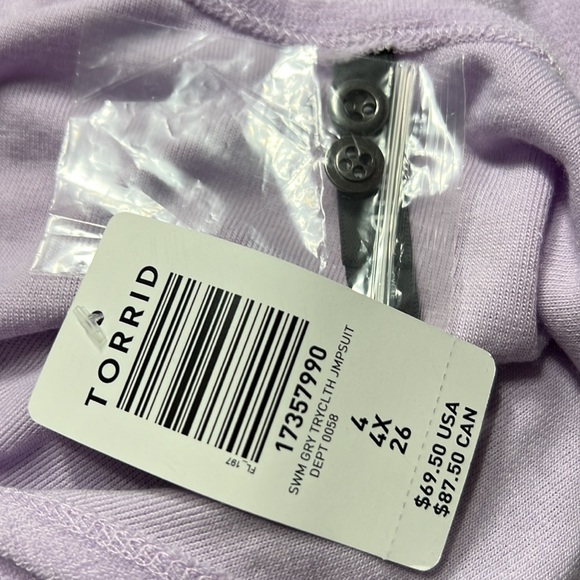 Torrid Plus Size Henley Jumpsuit Cover Up - Terry Lilac - Picture 4 of 5